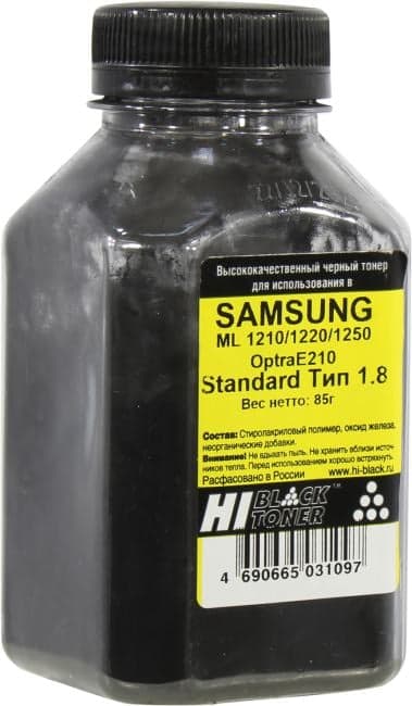 Тонер Hi-Black для Samsung ML-1210/1220/1250/OptraE210, Standard, Тип 1.8, Bk, 85 г, банка