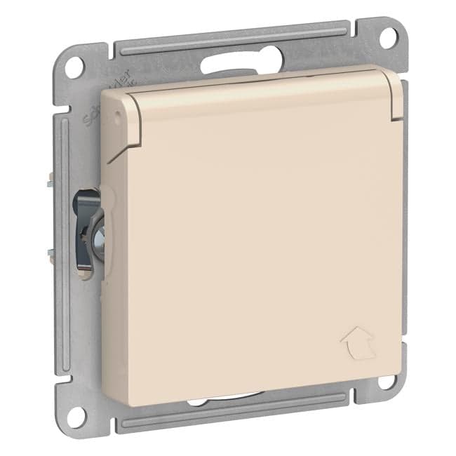 Schneider Electric ATN000246 ATLASDESIGN РОЗЕТКА с заземл. со шторк. с крышкой, 16А, IP20, механизм, БЕЖЕВЫЙ