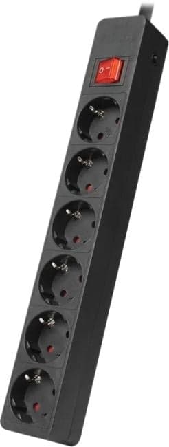 Сетевой фильтр Filum FL-SP6-1.8M-16, 4000 Вт., 6 розеток, защитные шторки, шнур 1.8 м., черный