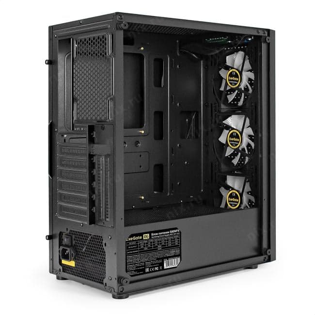 EX296352RUS Miditower ExeGate EVO-8227-NPX500 (ATX, БП 500NPX с вент. 12см, 2*USB+1*USB3.0+HD Audio, черный, 3 вент. )