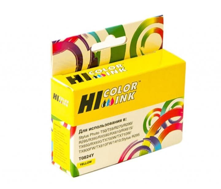 Картридж Hi-Black (HB-T0824) для Epson Stylus R270/295/390/RX590/T50, Y