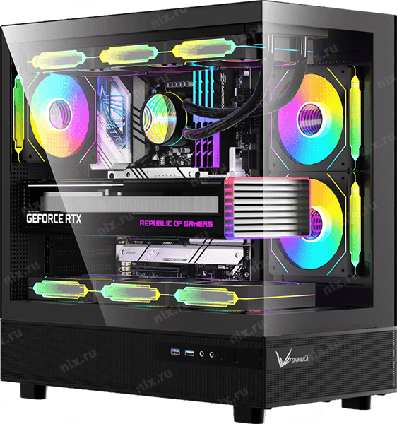 Formula V Line Crystal Z8 Black, ATX, Left side Tempered Glass, Dual Front Panel with Tempered Glass & Mesh, TYPE-C*1