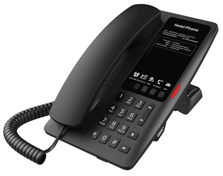 H4W FanvilWIFI Hotel Phone 2 SIP Lines 1 USB Port for phone charging 5 Soft keys programmable service hotline 2.4GHz&5G