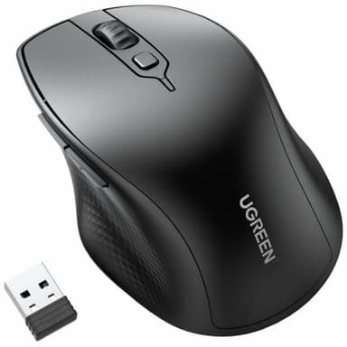 UGREEN Ergonomic Wireless Mouse MU101 Black <90395> (RTL) USB/Bluetooth 6btn+Roll, беспроводная