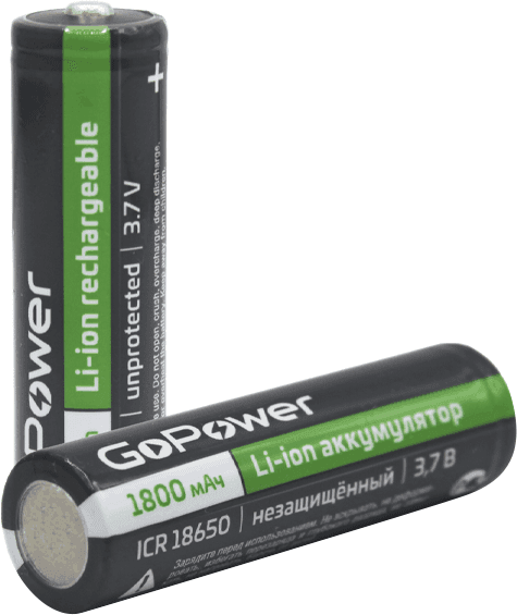 Аккумулятор Li-ion GoPower 00-00018351 18650 PC1 3.6V 1800mAh без защиты выс.конт. (1/80/160)