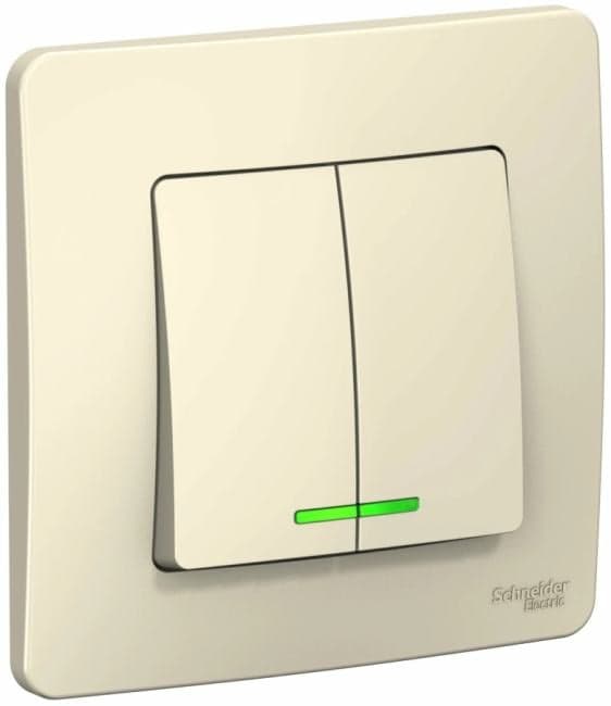 Выключатель Systeme Electric BLNVS006512 2-клавишный, 10А, 250B Молочный внутр