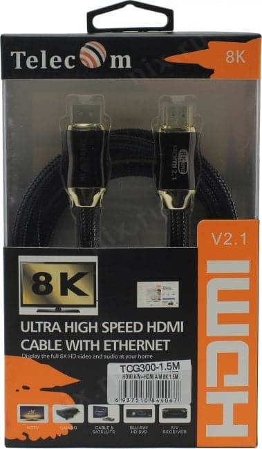 Telecom <TCG300-1.5м> Кабель HDMI to HDMI (19M -19M) ver2.1 1.5м