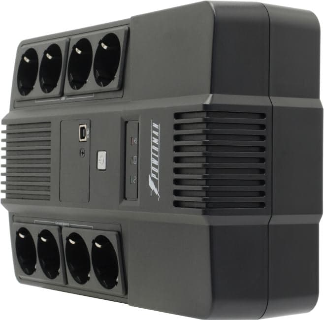 UPS 850VA PowerMAN Brick 850 Plus, 8 евро розеток, USB, защита телефонной линии/RJ45