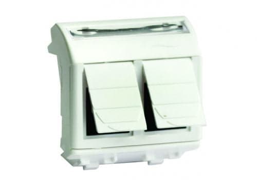 Розетка DKC 76643B компьютерная RJ-45, кат.5е (2 разъема АМР), белая, 2 модуля, "Brava"