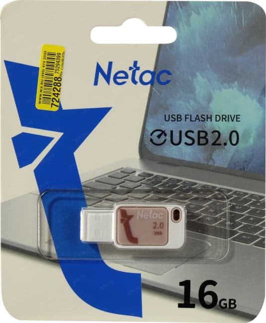 Netac <NT03UA31N-016G-20PK> USB2.0 Flash Drive 16Gb (RTL)