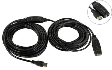Aopen <ACU827A-15м> Кабель удлинительный активный USB 3.0-repeater A-->A 15м
