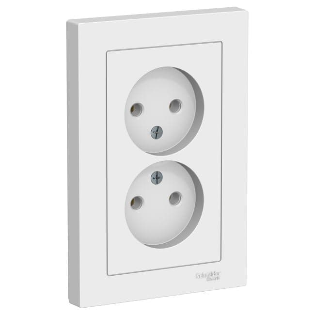 Schneider Electric ATN000120 ATLASDESIGN РОЗЕТКА двойная без заземления,16А, в сборе, БЕЛЫЙ