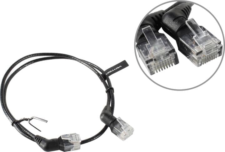 Vention <IBOBD> Patch Cord UTP кат.6a 0.5м, чёрный, угловой