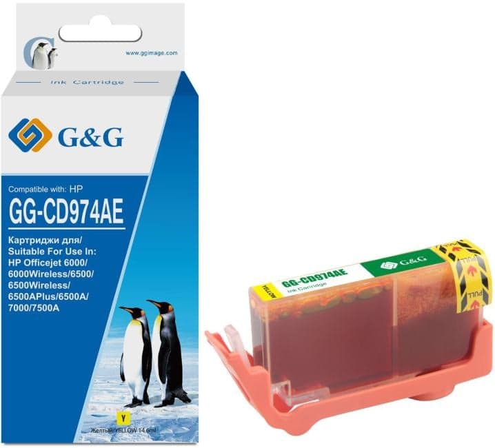 Картридж струйный G&G GG-CD974AE желтый (14.6мл) для HP Officejet 6000/6000Wireless/6500/6500Wireless