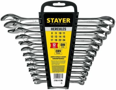 Stayer <27085-H12_z01> STAYER HERCULES, 12 шт, 8 - 24 мм, набор комбинированных гаечных ключей, Professional (27085-H1