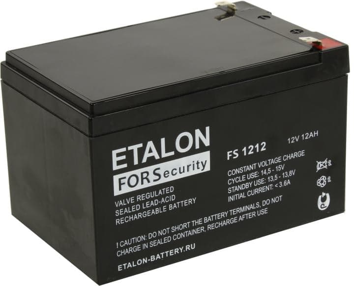 ETALON Аккумулятор FS 1212 (12 В 12 Ач,Нож F2 (Faston))