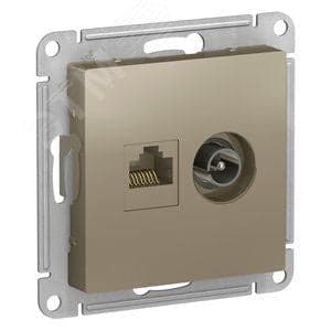 Розетка телевизионная +комп двойная RJ45+TV, кат.5E, механизм ATN000589 Schneider Electric AtlasDesign Шампань