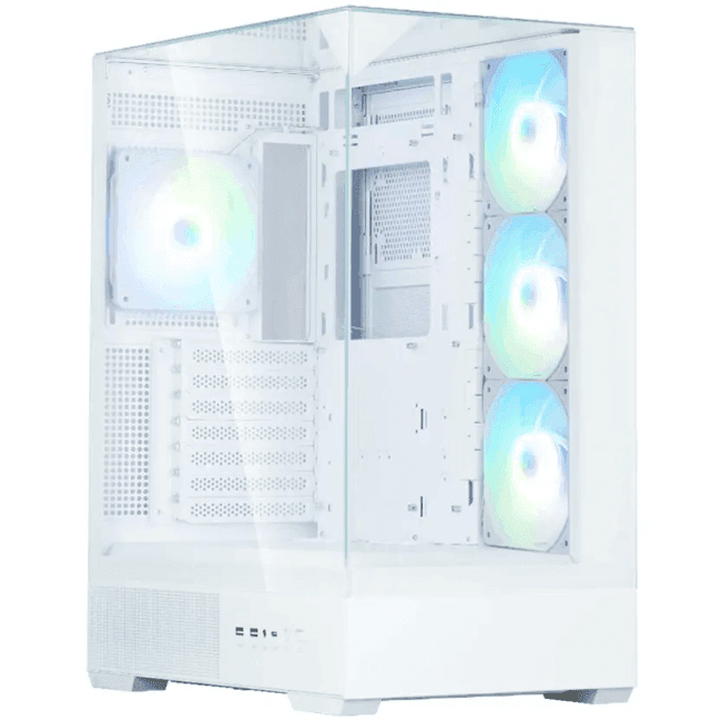 ZALMAN P40 Prism Plus, ATX, WHITE, WINDOW, 3xCombo (3.5'' or 2.5"), 1xUSB TYPE-C, 2xUSB3.0, SIDE 3x120mm ARGB, REAR 1x1