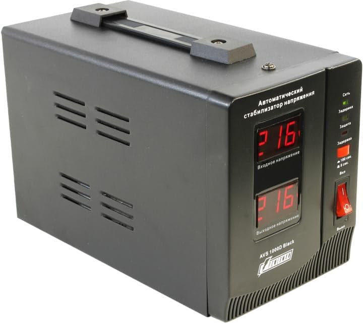 Стабилизатор Powerman AVS 1000D Black (вх.140-260V, вых.220V ± 8%,1000VA, 2 розетки Euro)