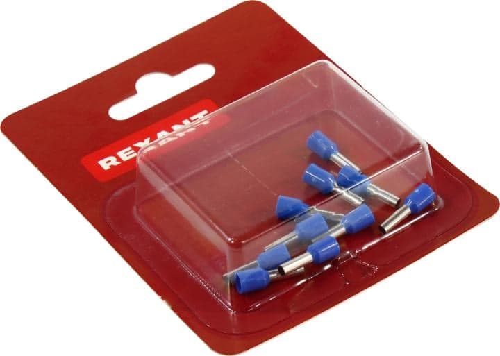 Rexant <06-0407-A> Наконечник штыревой втулочный изолированный, (2.5 кв.мм, 8 мм, синий) уп 10шт