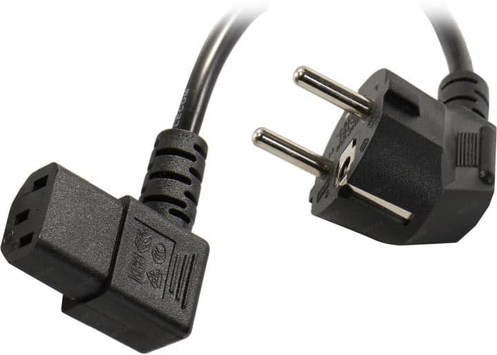 Telecom <TE021DA-CU0.75-1.8м> Кабель компьютер - розетка 220V 1.8м Европейский стандарт, Г-образный