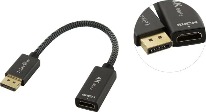 Telecom <TA560> Кабель-адаптер DisplayPort (M) -> HDMI (F)
