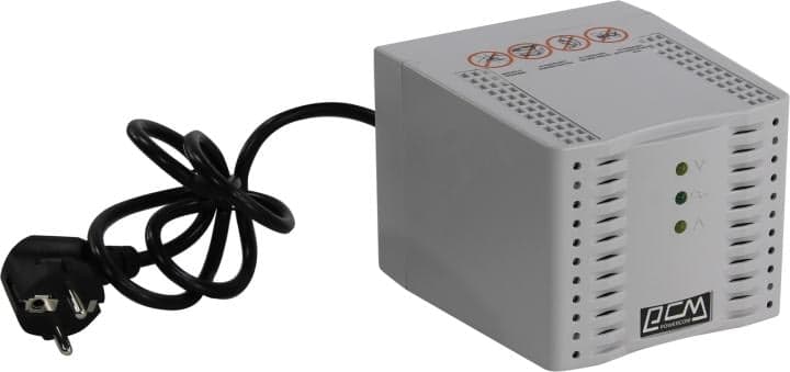 Стабилизатор PowerCom TCA-1200 White (2.8 A,вх.192 ~ 253 В,вых. 220V±5%, 4 розетки Euro)