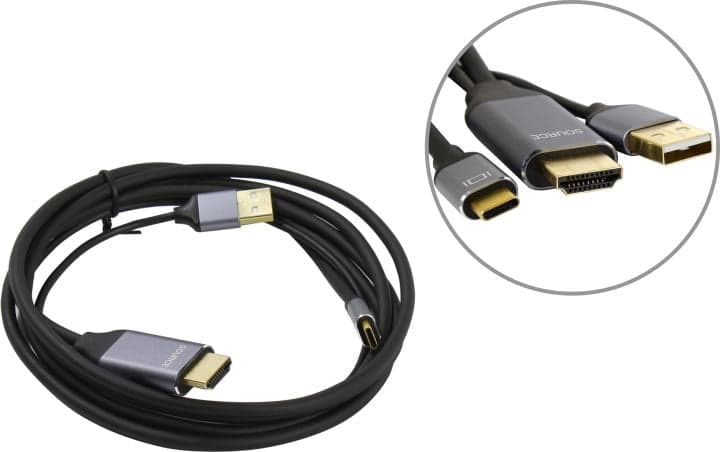 Espada <EVihuC> Кабель-адаптер HDMI (M) -> DisplayPort via USB-C (M)