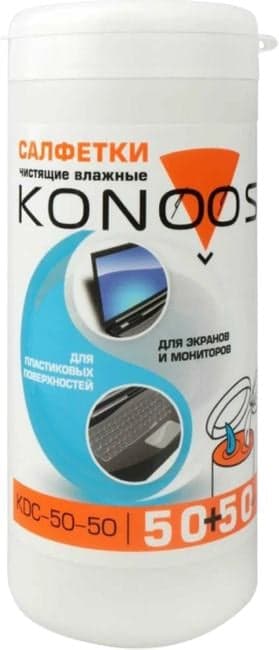 KDC-50-50 Салфетки комбинированные для экранов + для пластика в банке, 100 шт