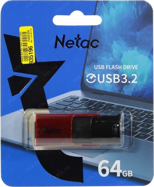 Netac <NT03U182N-064G-32RE> USB3.2 Flash Drive 64Gb (RTL)