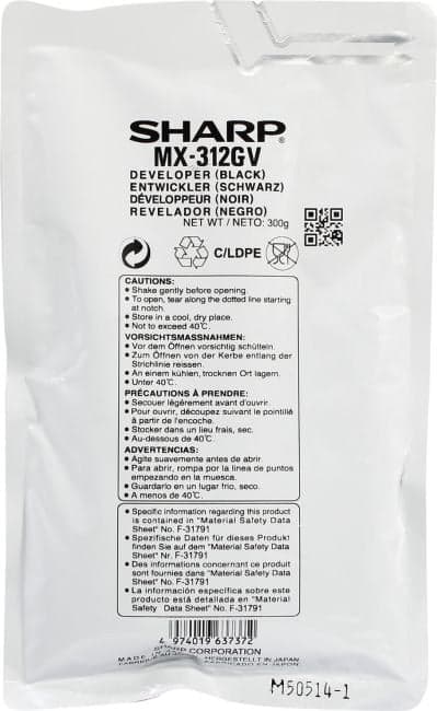 Девелопер Sharp MX-312GV Black для MX312GV 300 г
