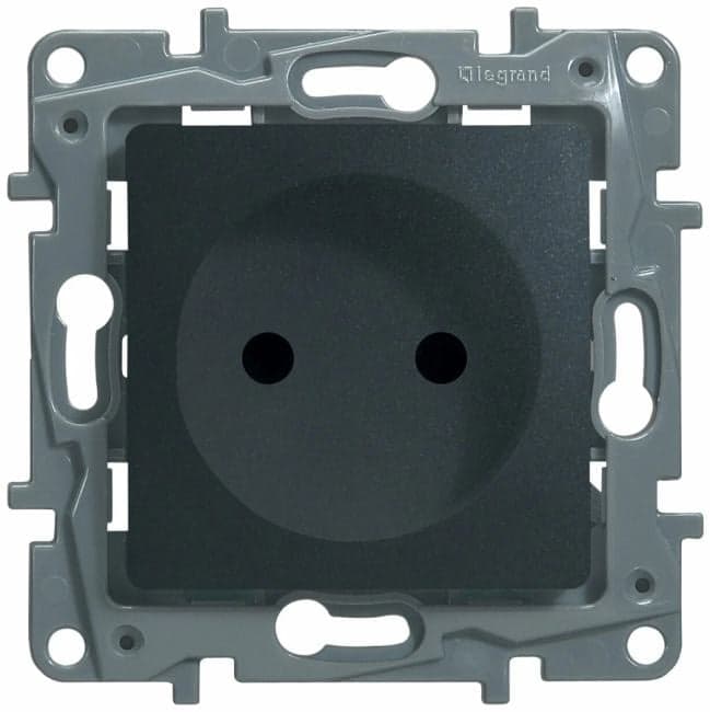 Розетка Legrand 672634 Etika - 2К со шторками, немецкий стандарт, винтовые зажимы, 16 А, 250 В~, антрацит