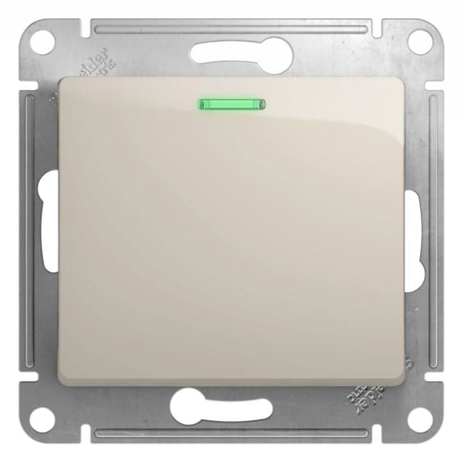 Переключатель Systeme Electric GSL000963 GLOSSA 1-клавишный с подсветкой сх.6а (молочный)