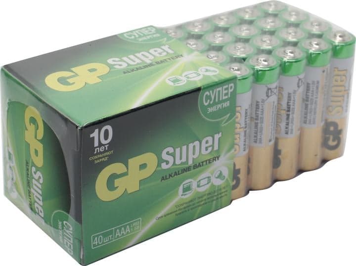GP Super 24A-2CRVS40/B40 (LR03) Size AAA, 1.5V, щелочной (alkaline)<уп. 40 шт>