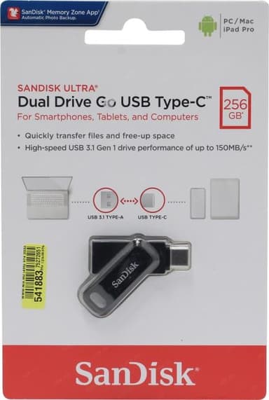 SanDisk Ultra Dual Drive Go <SDDDC3-256G-G46> USB3.1/USB-C OTG Flash Drive 256Gb (RTL)