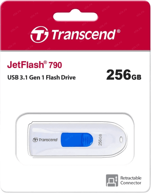 Transcend TS256GJF790W Флэш-драйв Transcend JetFlash 790, 256 Гб, USB 3.1 gen.1, белый
