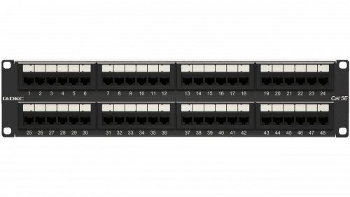 Патч-панель DKC RN5PPU242 19", 2U, Cat 5e, 48 портов RJ45 (8p8c), неэкранированная, 110 IDC, "RAM telecom"