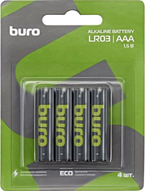 Buro <1776131> (LR03) Size AAA, 1.5V, щелочной (alkaline) <уп. 4 шт>