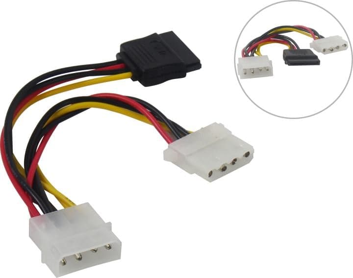 Cablexpert <CC-SATA-PSY2> Переходник питания SATA-устройств (1big ->SATA+1big)