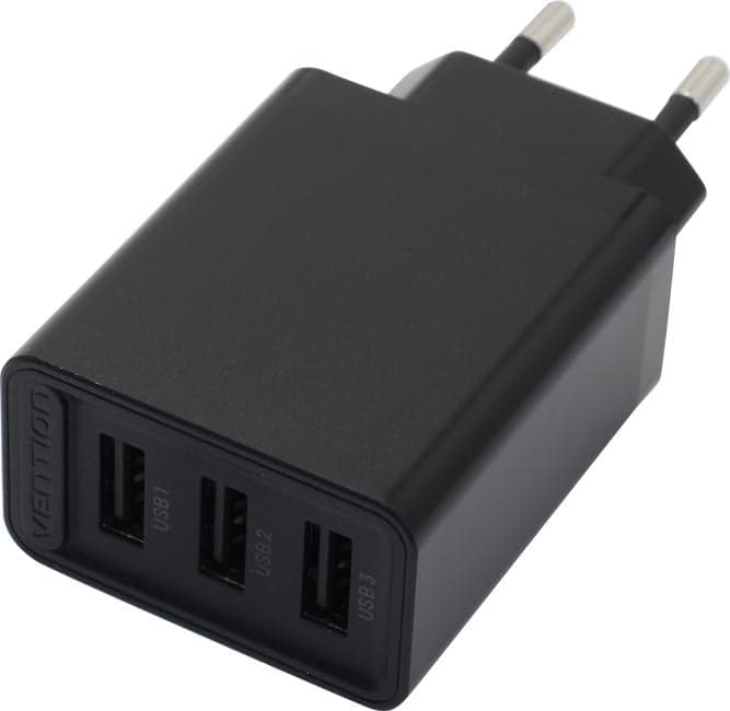 Vention <FEAB0-EU> Зарядное устройство USB (Вых.DC5V, 2.4A, 17W, 3xUSB)