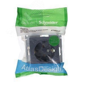 Schneider Electric ATN000743 Розетка ATLASDESIGN с заземлением 16А механизм грифель