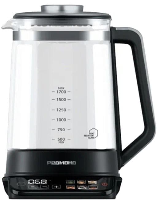 Чайник электрический Redmond KG220 1.7л. 2200Вт черный корпус: стекло