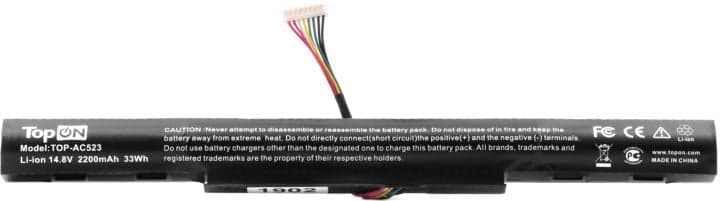 TopON TOP-AC523 Аккумулятор для ноутбука Acer E5-523, E5-553 14.8V 2200mAh PN: AS16A5K