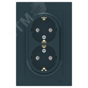 Schneider Electric ATN000826 ATLASDESIGN РОЗЕТКА двойная с заземлением со шторками, 16А, в сборе, ИЗУМРУД