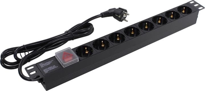 Exegate ServerPro PDU-19H803 Al-8S-EU2-SW <EX280842RUS> Блок силовых розеток 19", чёрный 1U, 8 евророзеток
