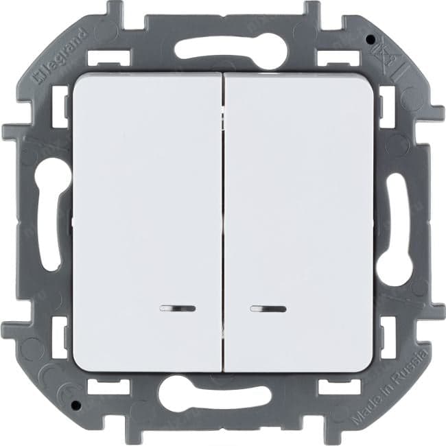 Legrand Inspiria <673630> Выключатель (2клав., внутр., без рамки, с подсветкой, белый)
