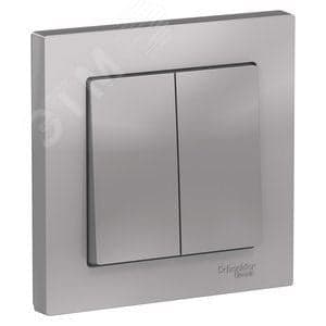 Выключатель Systeme Electric ATN000352 AtlasDesign, 2-клавишный, сх.5, 10АХ, в сборе, алюминий