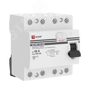 EKF elcb-4-40-100S-em-pro Выкл дифферен тока УЗО ВД-100 селект 4P 40А/100мА электром PROxima (elcb-4-40-100S-em-pro)