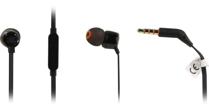 Наушники с микрофоном JBL Tune 110 <Black> (шнур 1.1м) <JBLT110BLK(E)/AM>