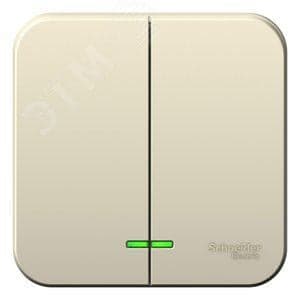 Выключатель Systeme Electric BLNVA105112 2-клавишный с подсветкой 10А, 250B, изолир. пластина Молочный наруж